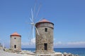 Windmills on the Mandraki harbor of Rhodes