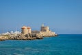 Windmills of Mandraki harbour and Saint Nicholas Fortress