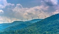 Windmills in the mountains near Keyser, West Virginia. Royalty Free Stock Photo