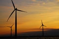 Windmills on open water for green energy on the IJsselmeer seen the inland sea of the Netherlands.