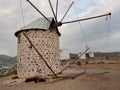 Windmills in Ortakent, Bodrum, Turkey Royalty Free Stock Photo