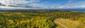 The Windmills park of Paldiski panorama. Wind turbine farm near Baltic sea. Autumn landscape with windmills, orange forest and