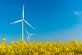 Windmills on the field Royalty Free Stock Photo