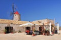 Windmills in salt pans of Trapani Sicily, Italy