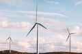 Windmills Wind turbines for electric power production sustainable energy eco friendly Royalty Free Stock Photo