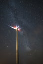 Windmills, wind turbines. Power and energy, night photography Royalty Free Stock Photo