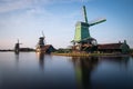 THe windmills of Zaanse Schans in the Netherlands Royalty Free Stock Photo