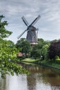 Three-floor Windmill in Hinte, Lower Saxon Mill Road, East Frisia, Germany
