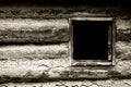 Window in 1800's Frontier Homestead House (BW) Royalty Free Stock Photo