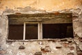 Window in abandoned brick building after fire Royalty Free Stock Photo