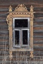 Window of an abandoned old wooden house Royalty Free Stock Photo