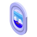 Window airplane trip icon isometric vector. Fun travel sky