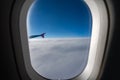 The window of the airplane. A view of porthole window on board an airbus for your travel concept