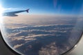 The window of the airplane. A view of porthole window on board an airbus for your travel concept