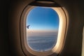 The window of the airplane. A view of porthole window on board an airbus for your travel concept