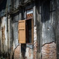 Window at ancient building, Songkhla Thailand Royalty Free Stock Photo