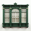 Hyperrealistic Green Architecture: Georgian Window With Ornate Detail