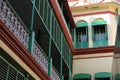 Window and balcony of an old heritage house constructed during the colonial era in British India. Netaji Bhawan