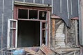 Window barracks with broken glass after a gas explosion and fire Royalty Free Stock Photo