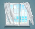 Window With Billowing White Curtains Royalty Free Stock Photo