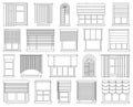 Window blind vector outline icon set . Collection vector illustration on jalousie house white background. Isolated