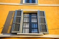 Window with blinds an ancient building in Trastevere. Rome, Italy Royalty Free Stock Photo