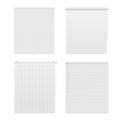 Window blinds horizontal and vertical roller shade realistic mockups set. White curtains templates