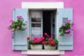 Window box flower arrangement, France Royalty Free Stock Photo