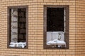 A window on a brick wall in an unfinished house Royalty Free Stock Photo