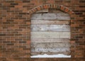 A window on a brick wall in an unfinished house Royalty Free Stock Photo