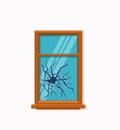 Window broken with cracked glass vector illustration. Royalty Free Stock Photo