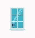Window broken with cracked glass vector illustration. Royalty Free Stock Photo