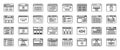 Window browser icons set outline vector. Computer arrow bar Royalty Free Stock Photo