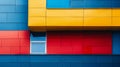 A window of a building with red, blue and yellow tiles, AI Royalty Free Stock Photo