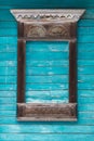 Window carved architraves of an old traditional wooden house in the Russian village Royalty Free Stock Photo