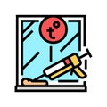 window caulking sealing home color icon vector illustration
