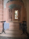 Window in chamber of Koenigsbourg castle in Alsace, France - vertical Royalty Free Stock Photo