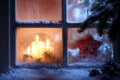 Window with Christmas decoration Royalty Free Stock Photo