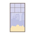 Window cityscape view exterior isolated design icon white background