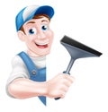 Window Cleaner Holding Squeegee