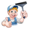 Window Cleaner Holding Squeegee Royalty Free Stock Photo