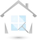 Window cleaner and house, cleaning and cleaning company logo