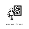 Window cleaner icon. Trendy modern flat linear vector Window cleaner icon on white background from thin line Cleaning collection Royalty Free Stock Photo