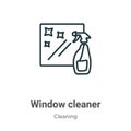 Window cleaner outline vector icon. Thin line black window cleaner icon, flat vector simple element illustration from editable Royalty Free Stock Photo
