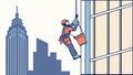 Window Cleaner Skyscraper, Urban Maintenance High-Rise Work, vector design Generative AI Royalty Free Stock Photo