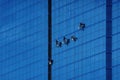 Window cleaner washes windows on a skyscraper Tower dangerous