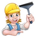 Window Cleaner Woman Cartoon Character Royalty Free Stock Photo