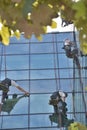 Window cleaners on office building, photo taken 20.05.2014 Royalty Free Stock Photo