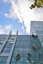 Window cleaners on office building, photo taken 20.05.2014 Royalty Free Stock Photo