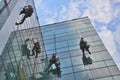 Window cleaners on office building, photo taken 20.05.2014 Royalty Free Stock Photo